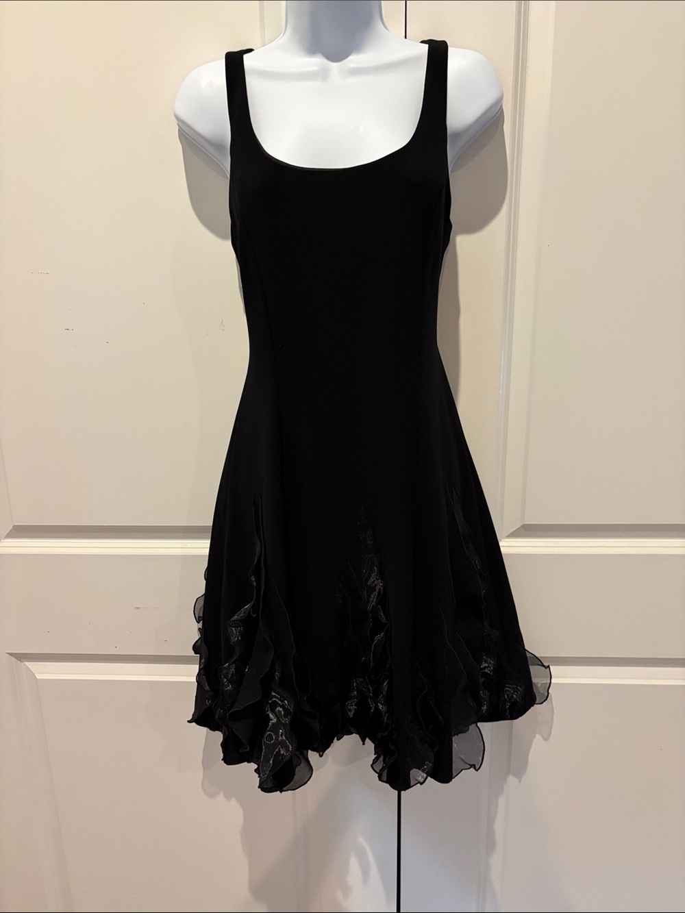 Joseph Ribkoff Black Sleeveless Ruffled Hem Mini Dress